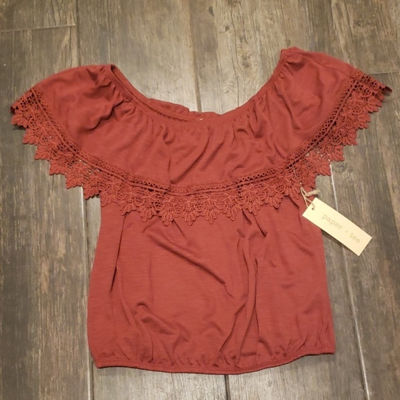 Paper + Tee Off The Shoulder Womens Shirt - Picture 3 of 4